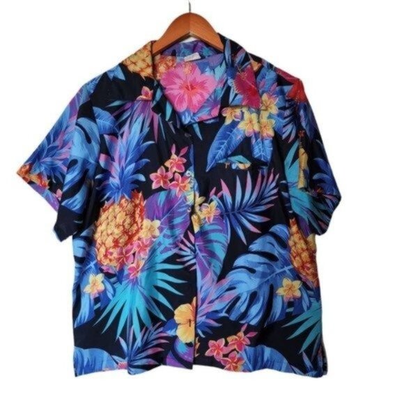 King Kameha Hawaiian Shirt Mens Short Sleeve Front Pocket Floral XL Lightweight - Picture 2 of 8
